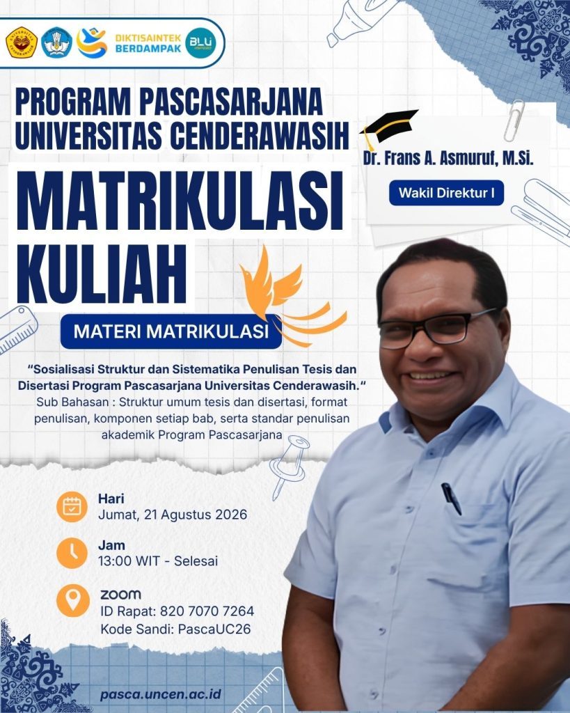 Mahasiswa baru Magister Perencanaan Wilayah dan Kota Pascasarjana Universitas Cenderawasih mengikuti matrikulasi kuliah tahun 2026
